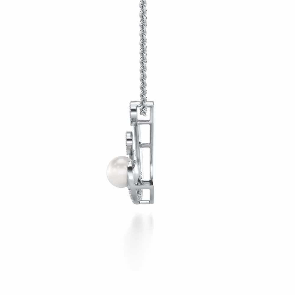 Regalia Silver Pearl Pendant - White Gold - Image 4