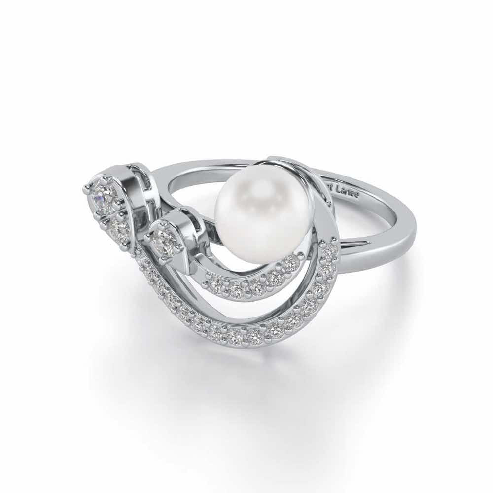 Regalia Silver Pearl Ring - White Gold - Image 2