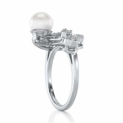 Regalia Silver Pearl Ring - White Gold - Image 3