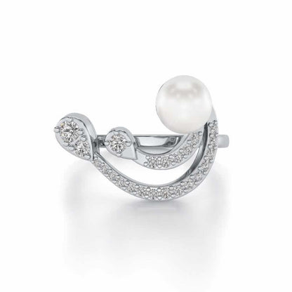 Regalia Silver Pearl Ring - White Gold - Image 4
