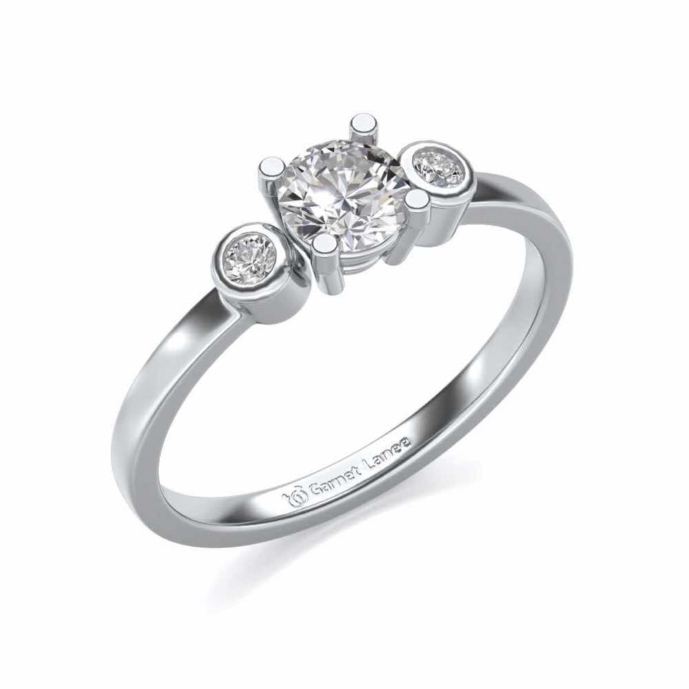 Regent Solitaire Silver Ring - White Gold - Image 1