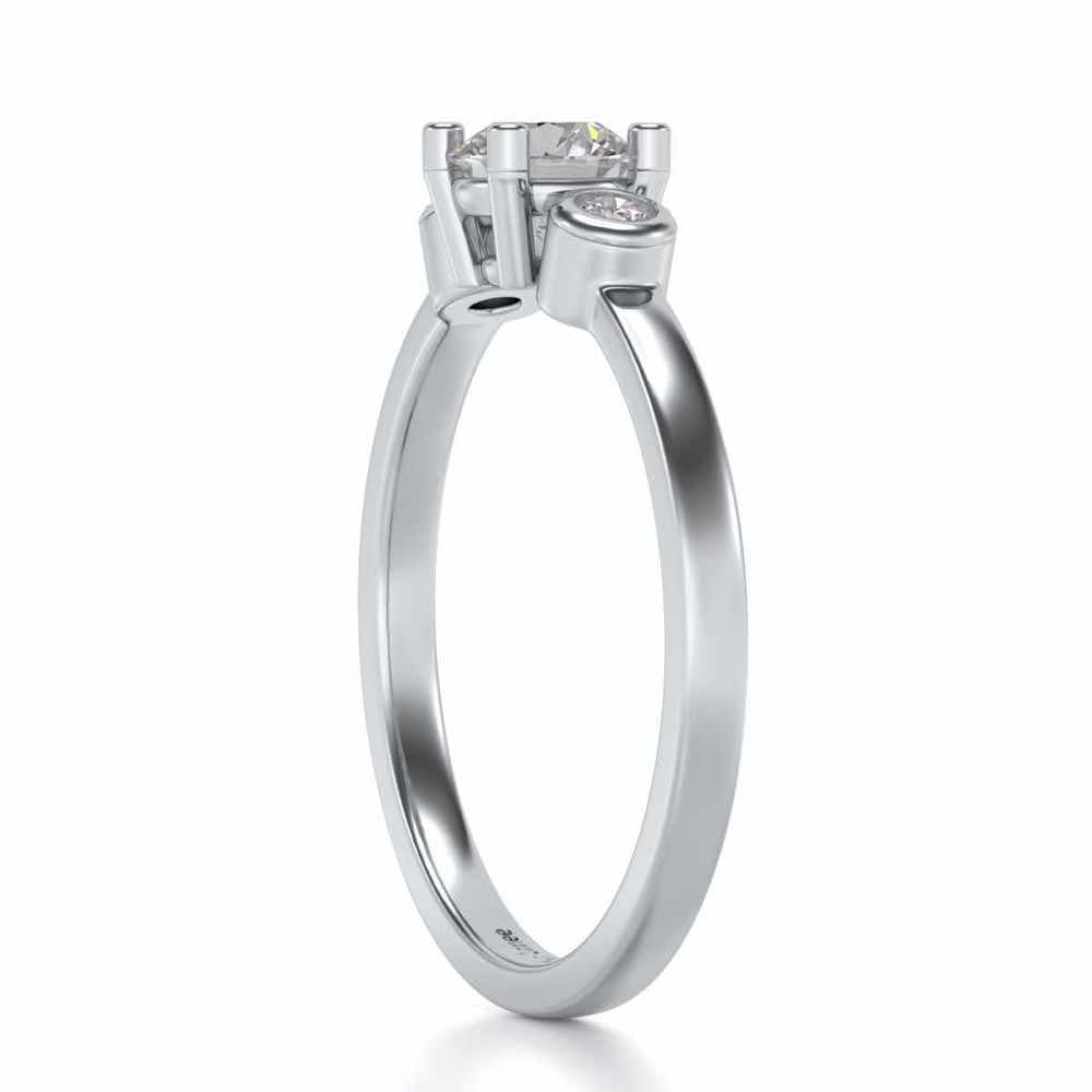Regent Solitaire Silver Ring - White Gold - Image 3