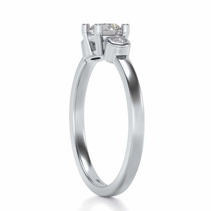 Regent Solitaire Silver Ring - White Gold - Image 3