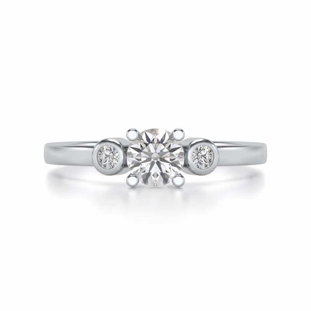 Regent Solitaire Silver Ring - White Gold - Image 4