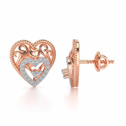 Reine Hearts Silver Studs - Rose Gold - Image 4
