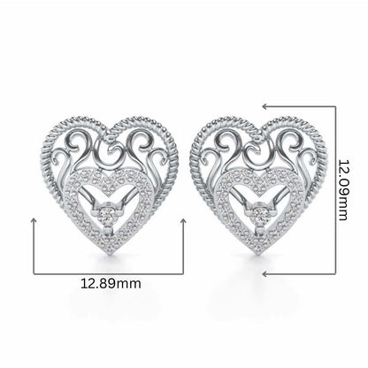 Reine Hearts Silver Studs - White Gold - Image 2