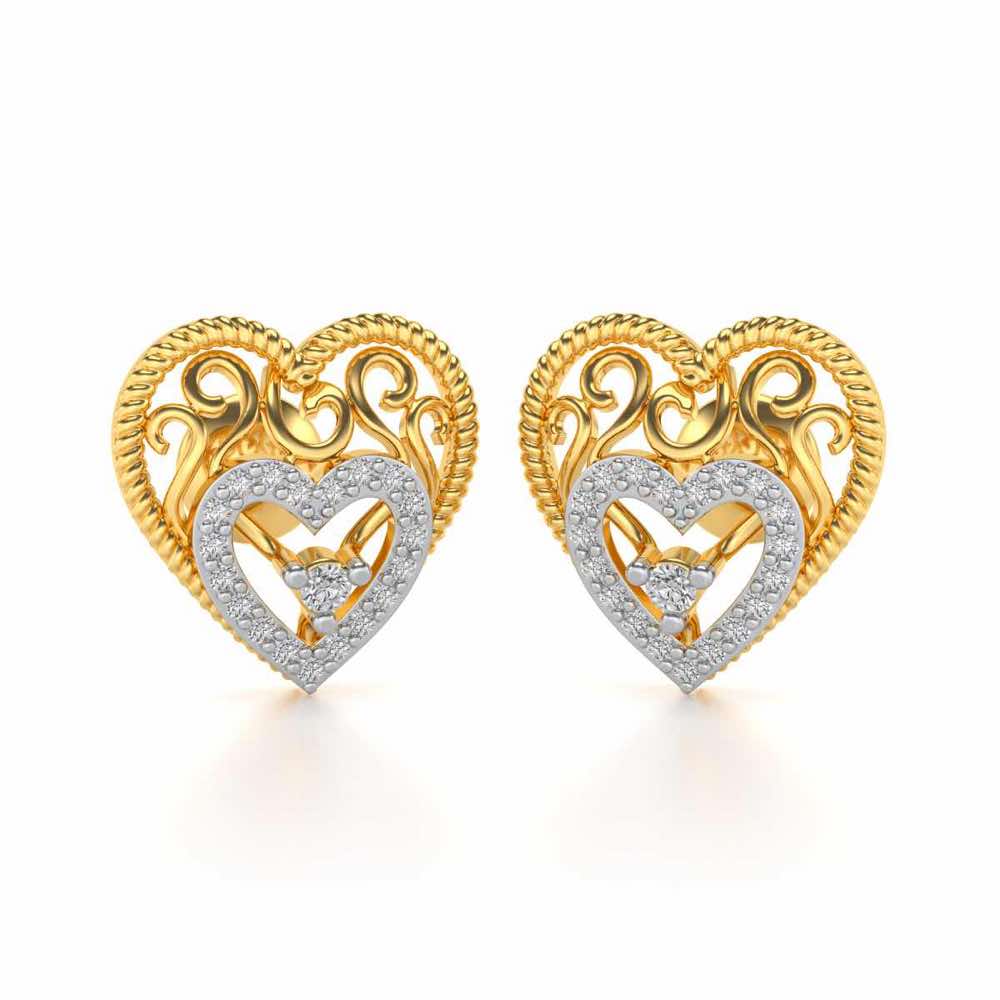 Reine Hearts Silver Studs - Yellow Gold - Image 1