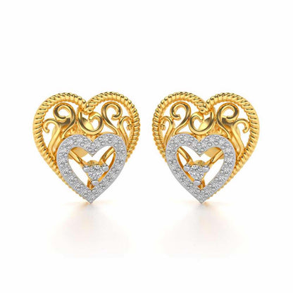 Reine Hearts Silver Studs - Yellow Gold - Image 1