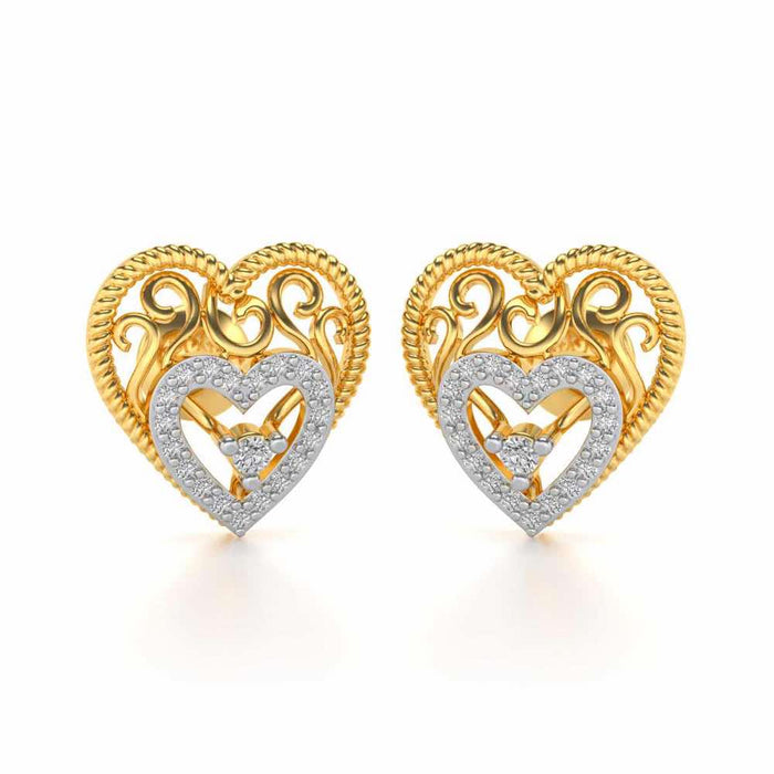 Reine Hearts Silver Studs - Yellow Gold - Image 1