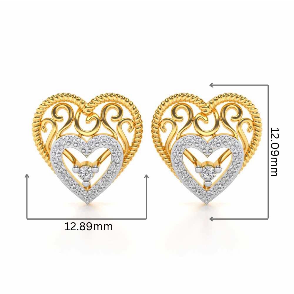 Reine Hearts Silver Studs - Yellow Gold - Image 2
