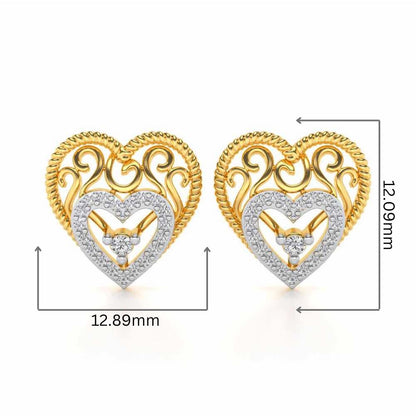 Reine Hearts Silver Studs - Yellow Gold - Image 2