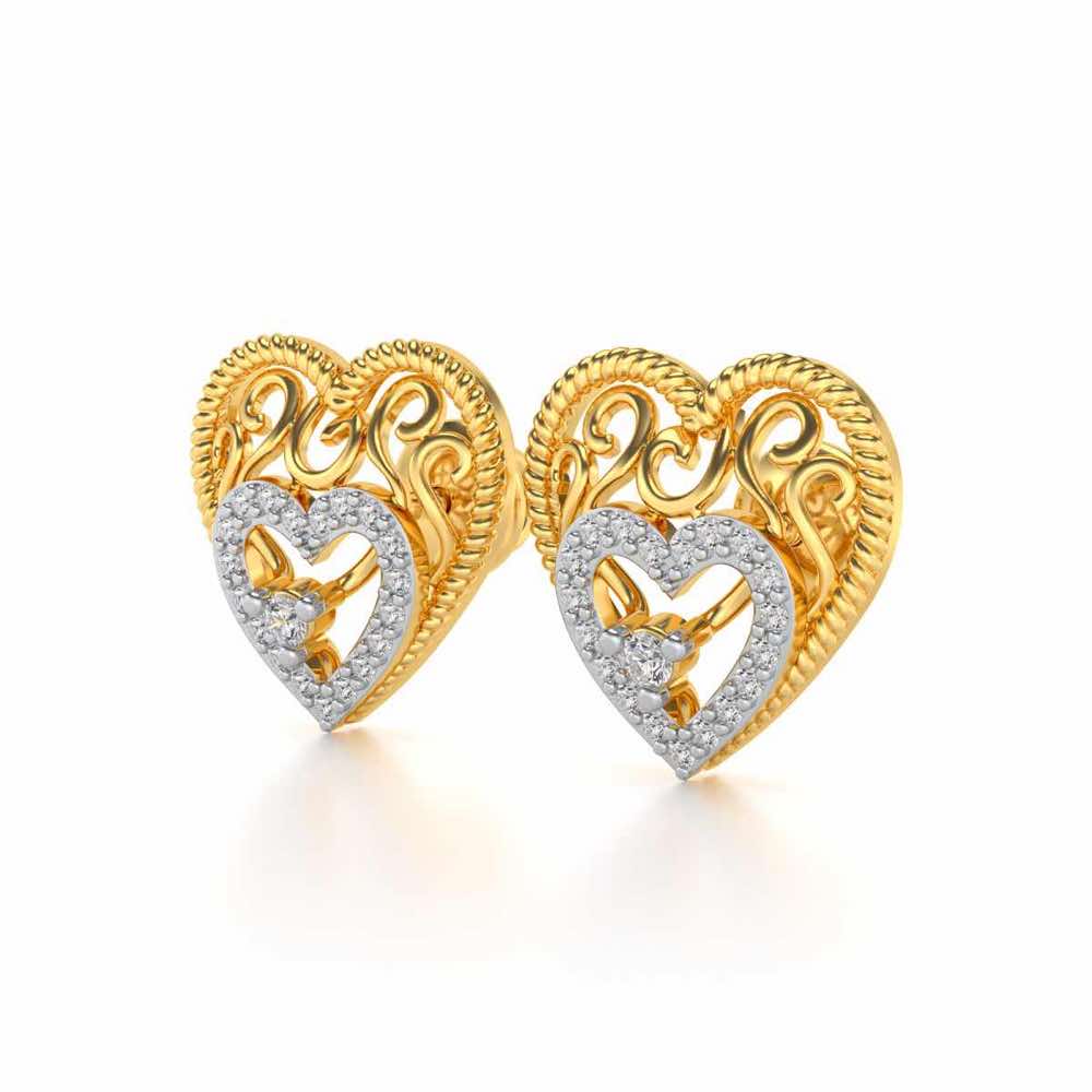 Reine Hearts Silver Studs - Yellow Gold - Image 3