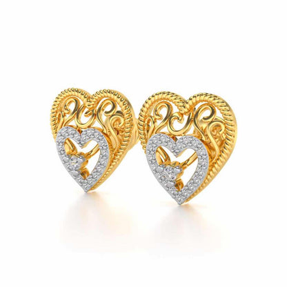 Reine Hearts Silver Studs - Yellow Gold - Image 3