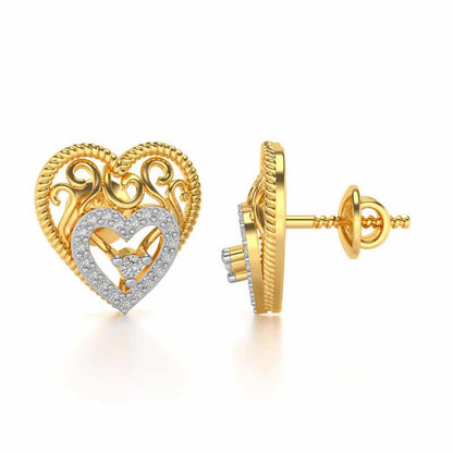 Reine Hearts Silver Studs - Yellow Gold - Image 4