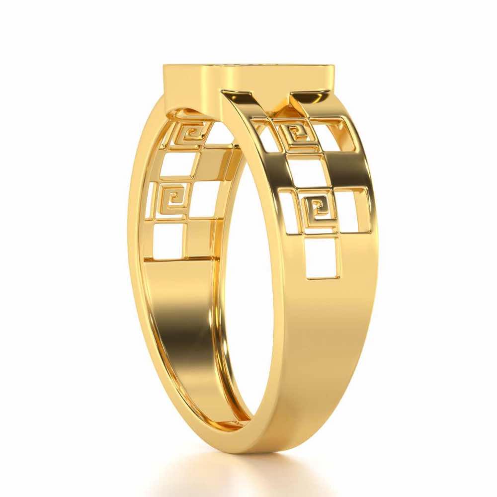 Rejoicing Silver Ring For Men - Yellow Gold - Image 3