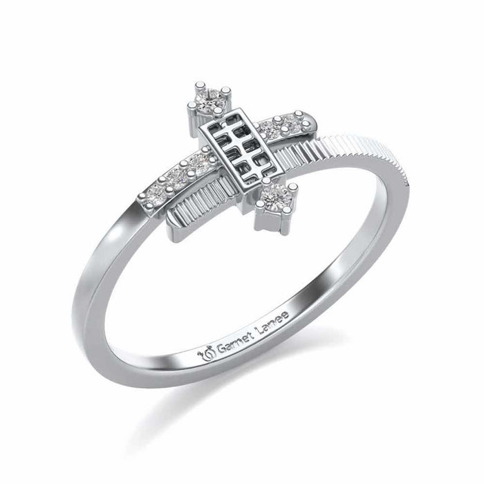 Retro Style Silver Ring - White Gold - Image 1