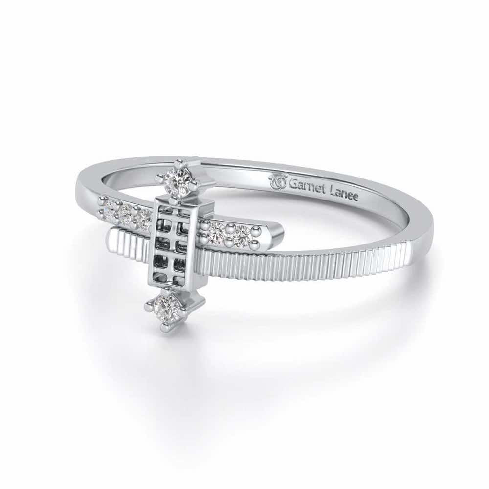 Retro Style Silver Ring - White Gold - Image 2