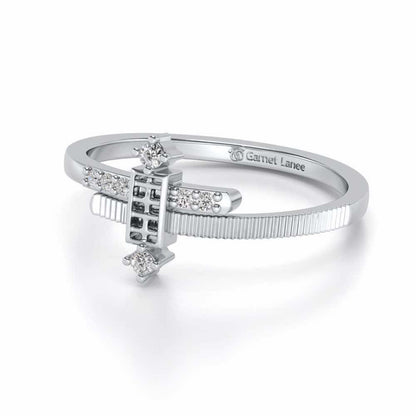 Retro Style Silver Ring - White Gold - Image 2