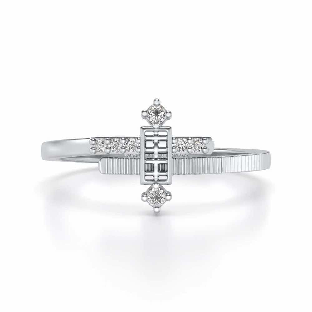 Retro Style Silver Ring - White Gold - Image 4