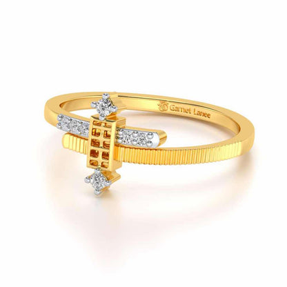 Retro Style Silver Ring - Yellow Gold - Image 2