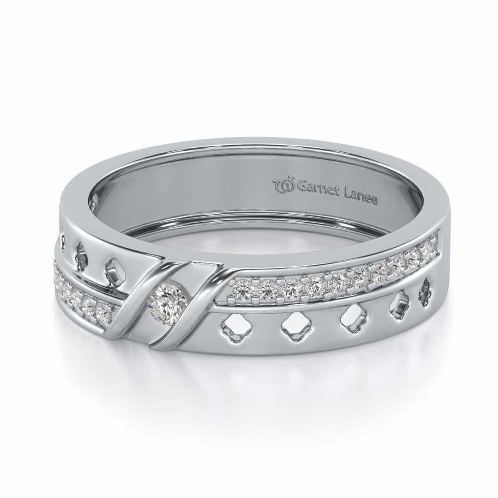 Revered Silver Band Ring - White Gold - Image 2