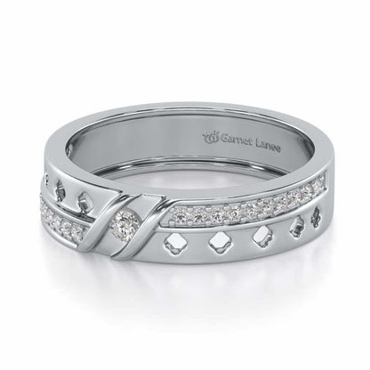 Revered Silver Band Ring - White Gold - Image 2