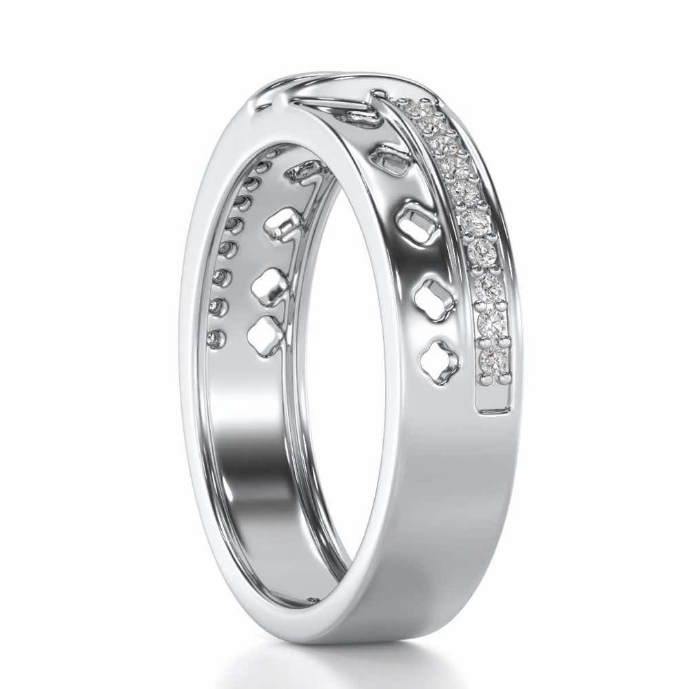 Revered Silver Band Ring - White Gold - Image 3
