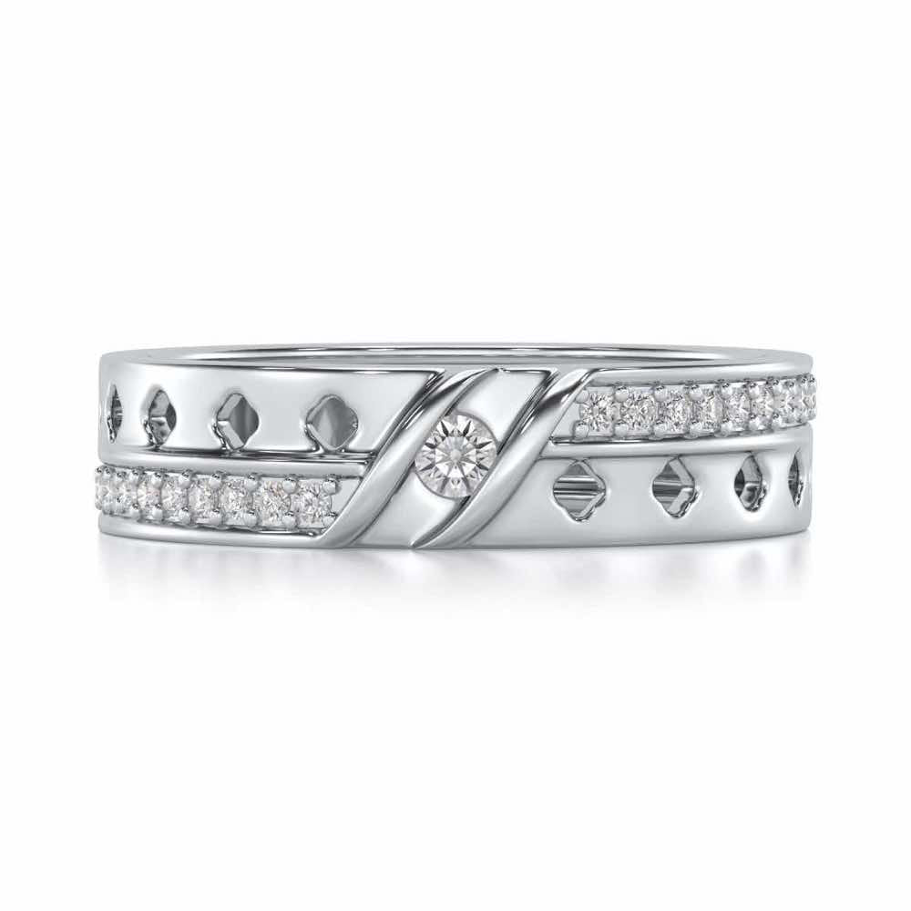 Revered Silver Band Ring - White Gold - Image 4