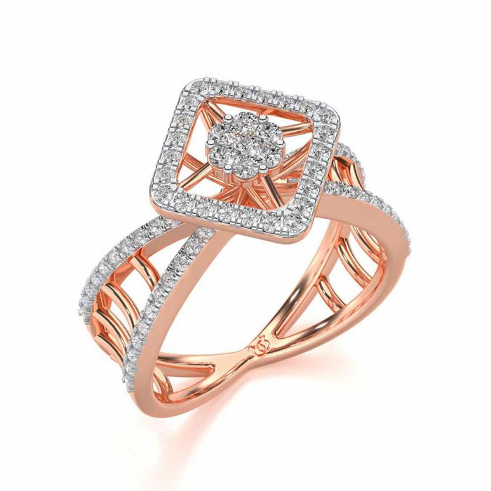 Rhombus Eye Silver Ring - Rose Gold - Image 1