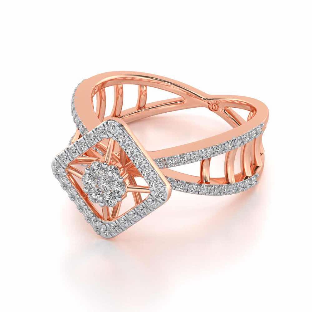 Rhombus Eye Silver Ring - Rose Gold - Image 2
