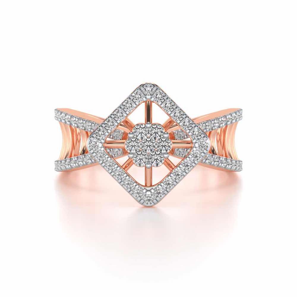 Rhombus Eye Silver Ring - Rose Gold - Image 4
