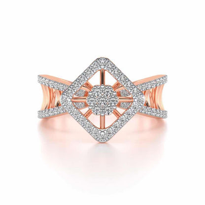 Rhombus Eye Silver Ring - Rose Gold - Image 4