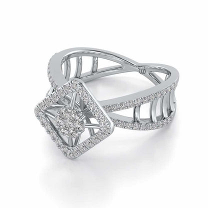 Rhombus Eye Silver Ring - White Gold - Image 2