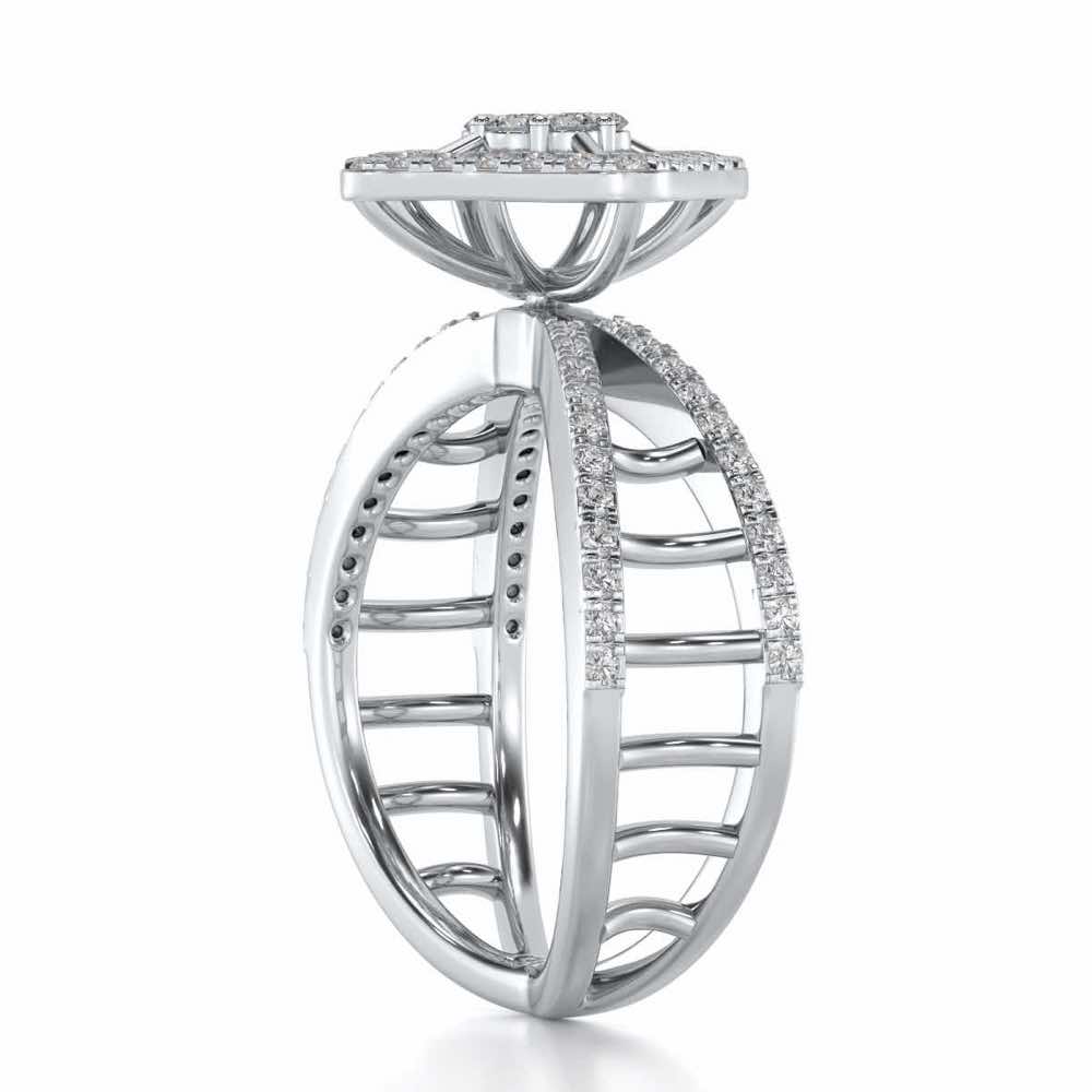 Rhombus Eye Silver Ring - White Gold - Image 3
