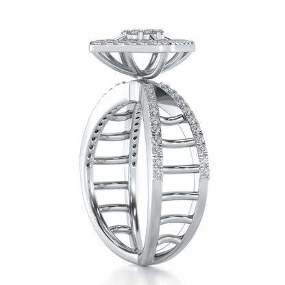 Rhombus Eye Silver Ring - White Gold - Image 3