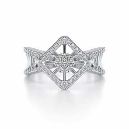 Rhombus Eye Silver Ring - White Gold - Image 4