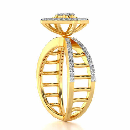 Rhombus Eye Silver Ring - Yellow Gold - Image 3