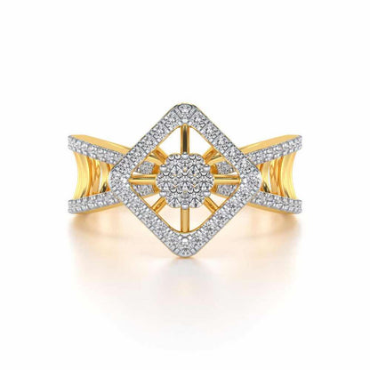 Rhombus Eye Silver Ring - Yellow Gold - Image 4