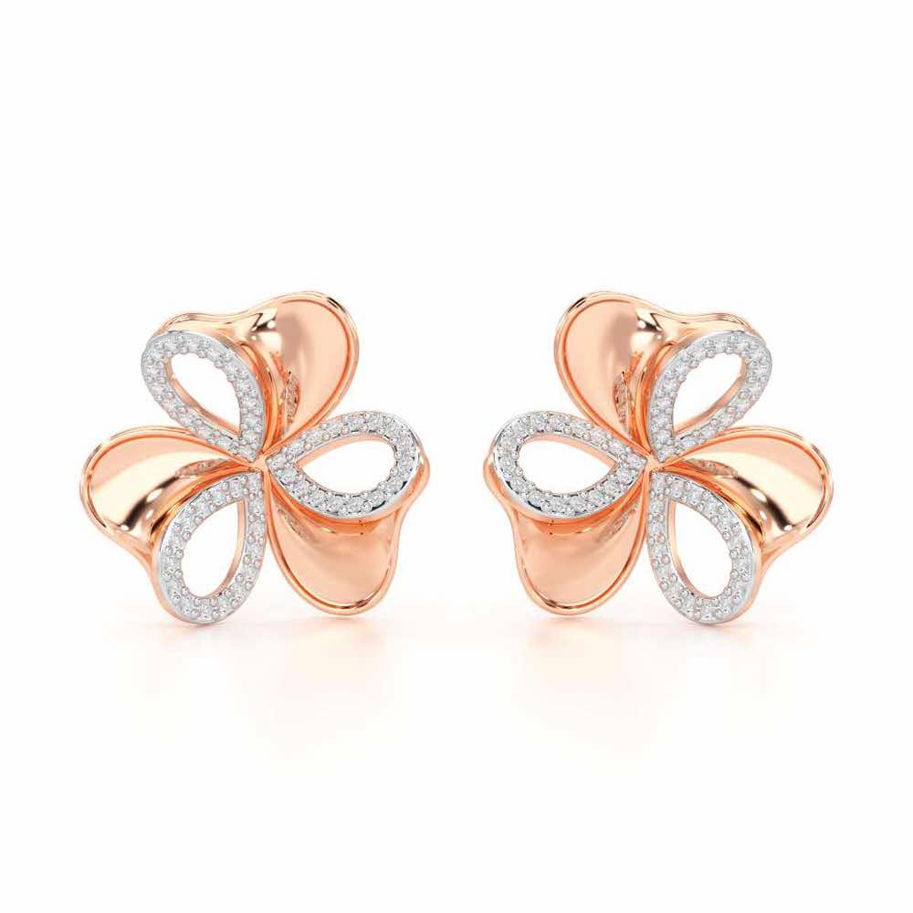 Ribbon Entwined Silver Earrings - Rose Gold - Image 1