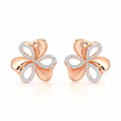 Ribbon Entwined Silver Earrings - Rose Gold - Image 1