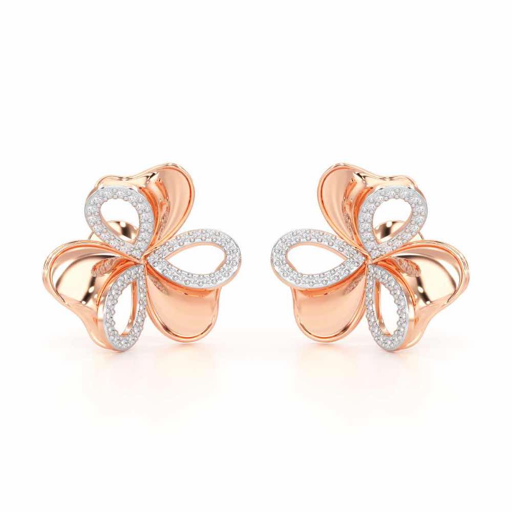 Ribbon Entwined Silver Earrings - Rose Gold - Image 2