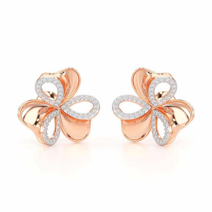 Ribbon Entwined Silver Earrings - Rose Gold - Image 2