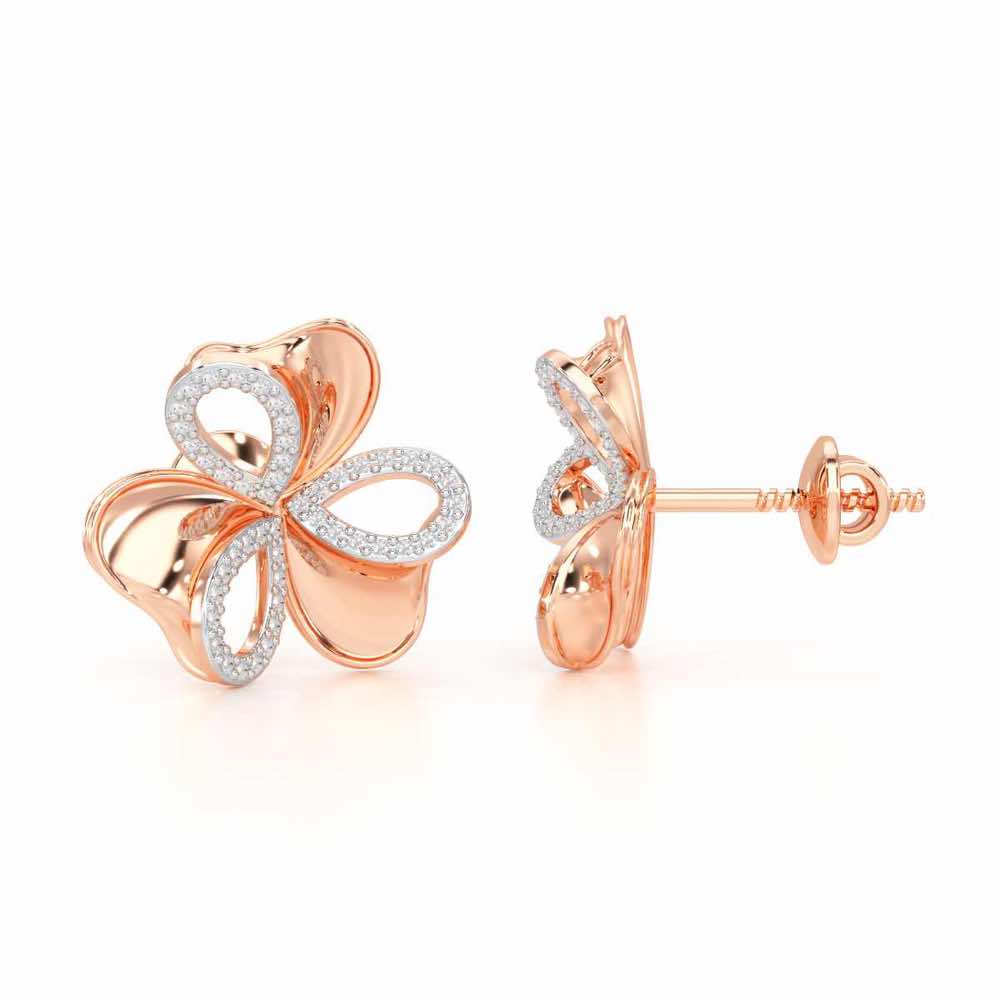 Ribbon Entwined Silver Earrings - Rose Gold - Image 4