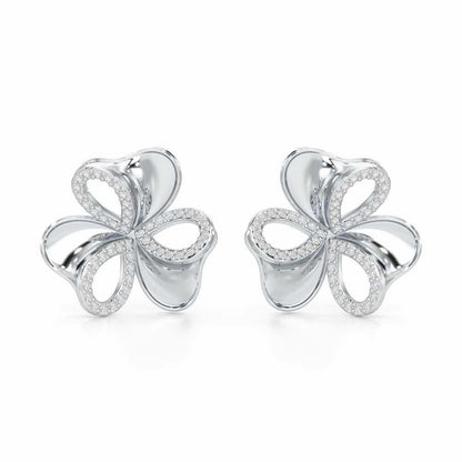 Ribbon Entwined Silver Earrings - White Gold - Image 1