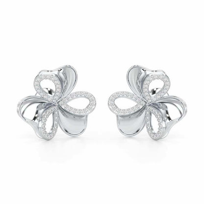 Ribbon Entwined Silver Earrings - White Gold - Image 2