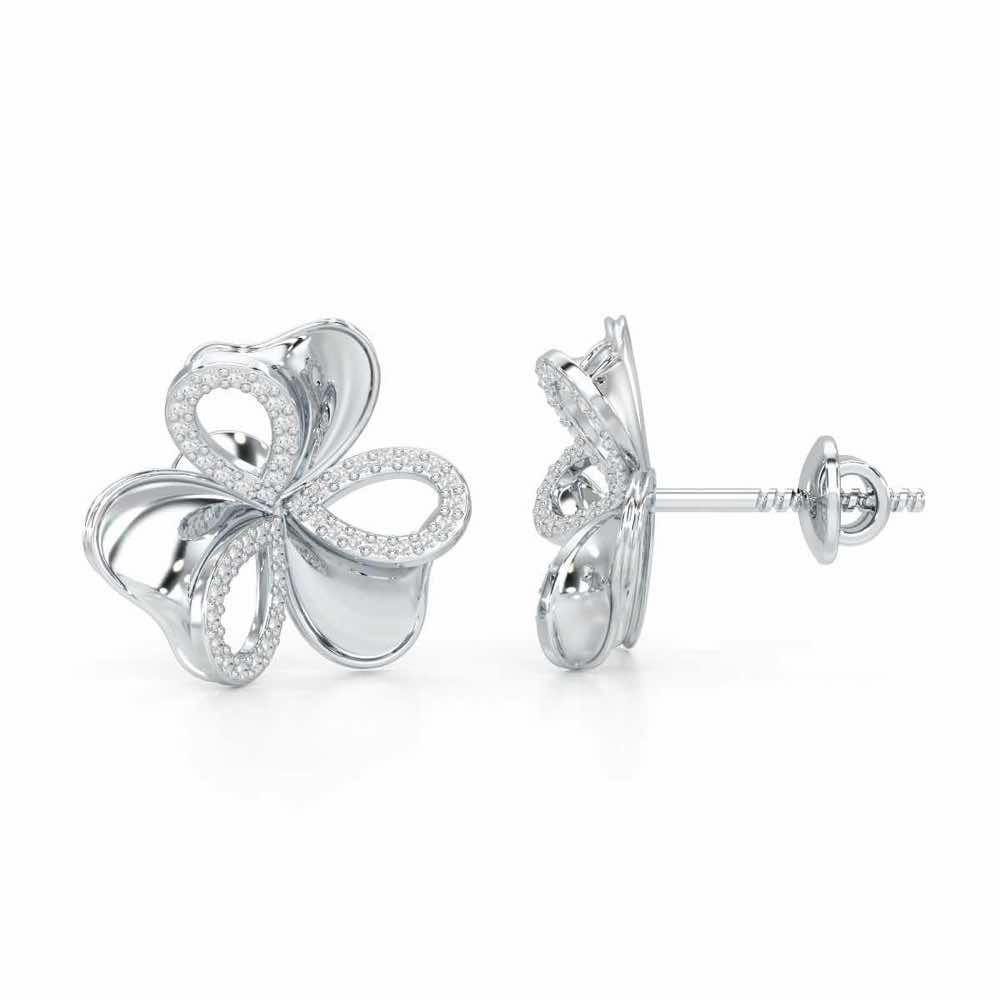 Ribbon Entwined Silver Earrings - White Gold - Image 4