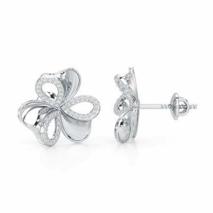 Ribbon Entwined Silver Earrings - White Gold - Image 4
