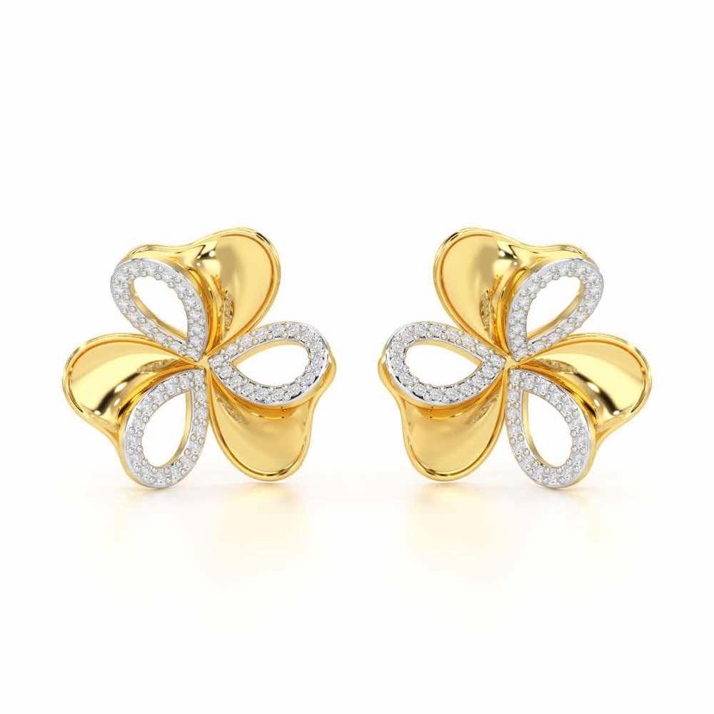 Ribbon Entwined Silver Earrings - Yellow Gold - Image 1