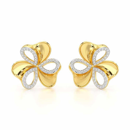 Ribbon Entwined Silver Earrings - Yellow Gold - Image 1