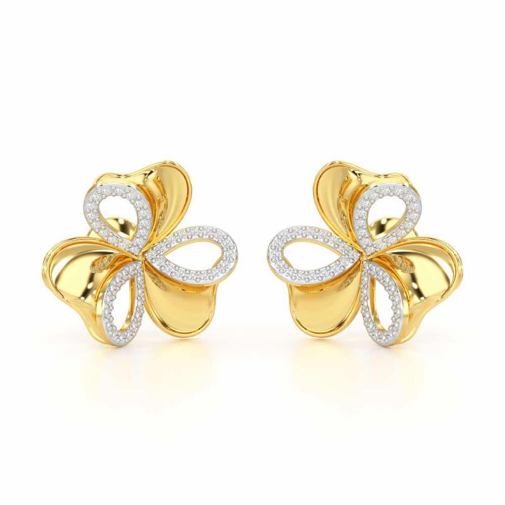 Ribbon Entwined Silver Earrings - Yellow Gold - Image 2
